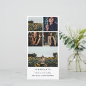 Elegante moderne Afstuderen fotocollage bedankt (Staand voorkant)