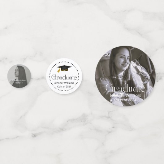 Elegante moderne afstuderen klasse van 2024,drie f confetti (Achterkanten)