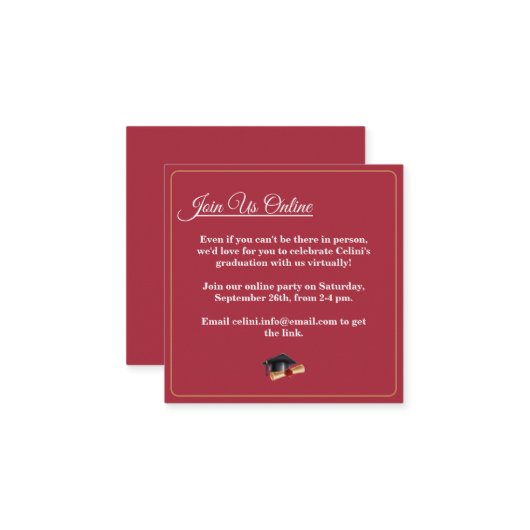 Elegante moderne afstuderen partij behuizing Kaart (Voorkant / Achterkant in situ)