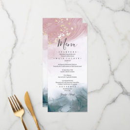 Elegante moderne alcohol inkt blos blauw waterverf menu