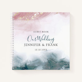 Elegante moderne alcohol inkt blozen blauw aquarel notitieboek