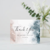 Elegante moderne alcohol inkt blush blauw dank u (Staand voorkant)