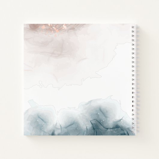 Elegante moderne alcohol inkt blush blauw notitieboek (Achterkant)