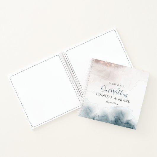 Elegante moderne alcohol inkt blush blauw notitieboek (Binnen)