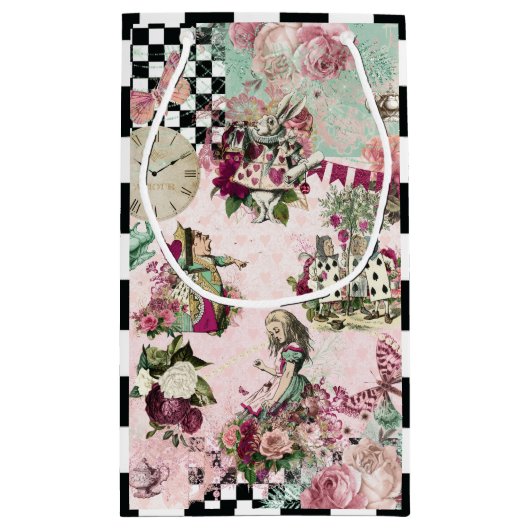Elegante moderne Alice in Wonderland Klein Cadeauzakje (Achterkant)