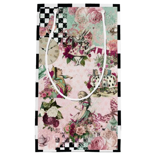 Elegante moderne Alice in Wonderland Klein Cadeauzakje (Voorkant)