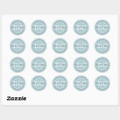 Elegante moderne Aqua Blue Monogram handgemaakte z Ronde Sticker (Vel)
