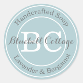 Elegante moderne Aqua Blue Monogram handgemaakte z Ronde Sticker