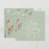 Elegante moderne aquarel bloemenbruiloft Kaart (Voorkant / Achterkant)