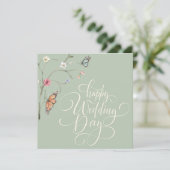 Elegante moderne aquarel bloemenbruiloft Kaart (Staand voorkant)