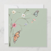 Elegante moderne aquarel bloemenbruiloft Kaart (Achterkant)