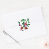 Elegante moderne aquarel donkerroze veldbloemen vierkante sticker (Envelop)
