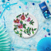 Elegante moderne aquarel donkerroze wilde bloemen papieren bordje (Feest)