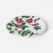 Elegante moderne aquarel donkerroze wilde bloemen papieren bordje (Gekanteld)