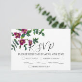 Elegante moderne aquarel donkerroze wilde bloemen RSVP kaartje (Staand voorkant)