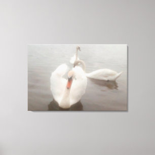 Elegante moderne aquarellen kunst zwanen op de Don Canvas Afdruk