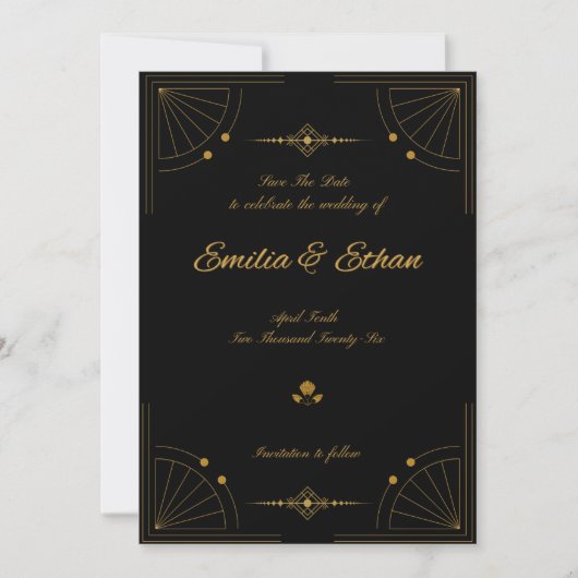 Elegante moderne Art Deco Save the Date (Voorkant)