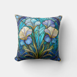 Elegante moderne Art Nouveau Blauwe Paarse Iris Fl Kussen