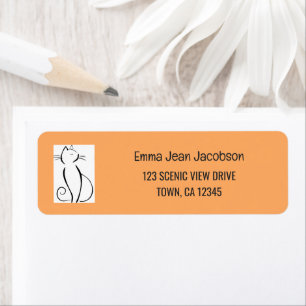 Elegante moderne artistieke kat moeder retouradres etiket