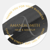 Elegante moderne artistieke zwart en goud business ronde sticker (Voorkant)