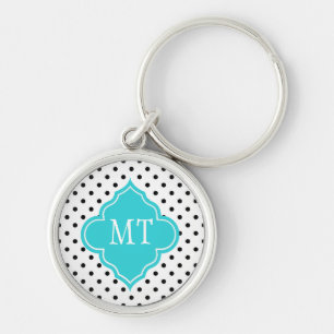 Elegante, moderne B&W stippen monogram Sleutelhanger