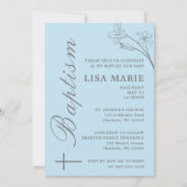 Elegante moderne baby blauwe doop uitnodiging (Voorkant)