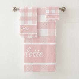 Elegante moderne babyroze witte buffelruit bad handdoek