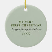 Elegante moderne Baby's eerste kerst aandenken Keramisch Ornament (Achterkant)