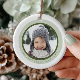 Elegante moderne Baby's eerste kerst aandenken Keramisch Ornament