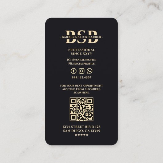 Elegante moderne Barbershop Faux Gold Barber Pool Visitekaartje (Achterkant)