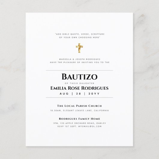 Elegante moderne BAUTIZO Doop - VOEG VERZEN TOE (Voorkant)