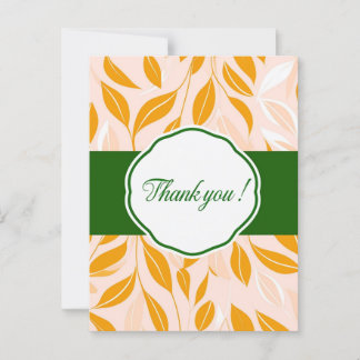 Elegante moderne bedankkaart met bladpatronen briefkaart