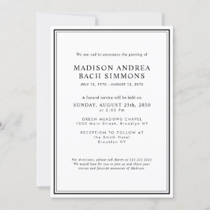 Elegante moderne begrafenisdienst viering van het  kaart