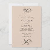 Elegante moderne beige bruiloft uitnodiging (Voorkant)