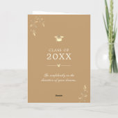 Elegante moderne beige gouden foto afstuderen kaart (Achterkant)