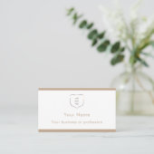 Elegante moderne beige logo QR-code professioneel Visitekaartje (Staand voorkant)