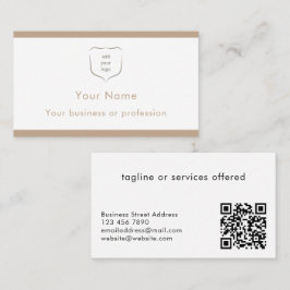 Elegante moderne beige logo QR-code professioneel Visitekaartje