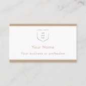 Elegante moderne beige logo QR-code professioneel Visitekaartje (Voorkant)