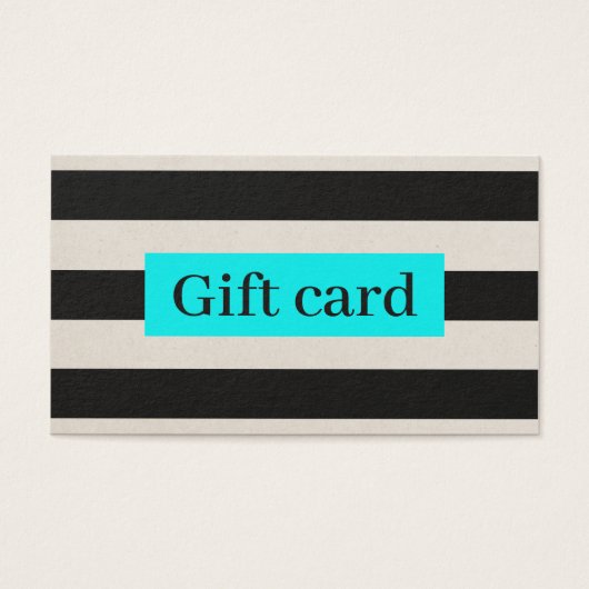 Elegante moderne beige zwarte turquoise strepen visitekaartje (Voorkant)