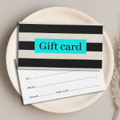 Elegante moderne beige zwarte turquoise strepen visitekaartje