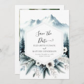 Elegante moderne berg bruiloft save the date (Voorkant / Achterkant)