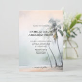 Elegante Moderne Bestemming Bruiloft Palm Beach Kaart (Staand voorkant)