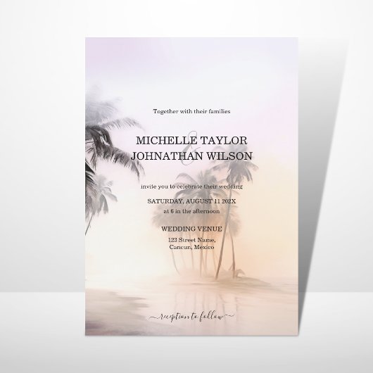 Elegante Moderne Bestemming Bruiloft Palm Beach Kaart