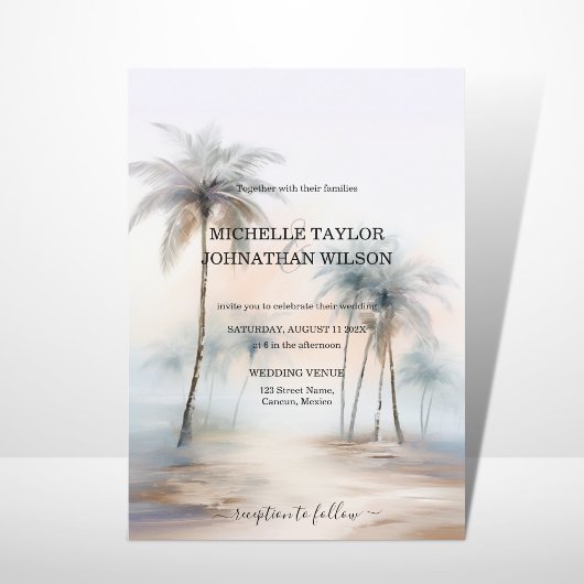 Elegante Moderne Bestemming Bruiloft Palm Beach Kaart