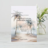 Elegante Moderne Bestemming Bruiloft Palm Beach Kaart (Staand voorkant)