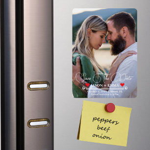 Elegante moderne bewaar de datum fototemplate magneet