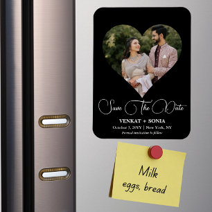 Elegante moderne bewaar de datum fototemplate magneet