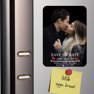 Elegante moderne bewaar de datum fototemplate magneet