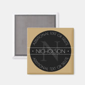 Elegante moderne bewerkbare monogram zwart wit gou magneet (Voorkant / Achterkant)