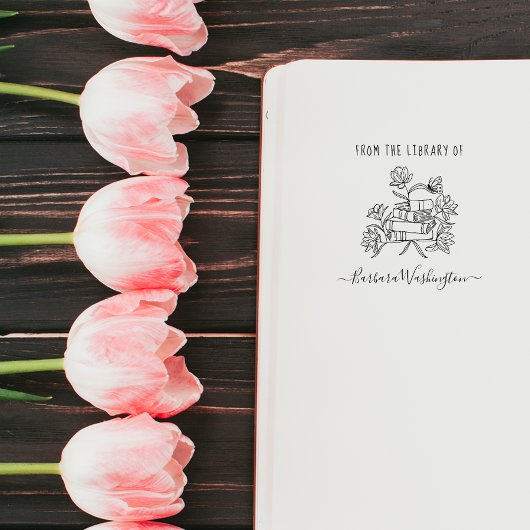 Elegante moderne bibliotheek met handgeschreven na rubberstempel